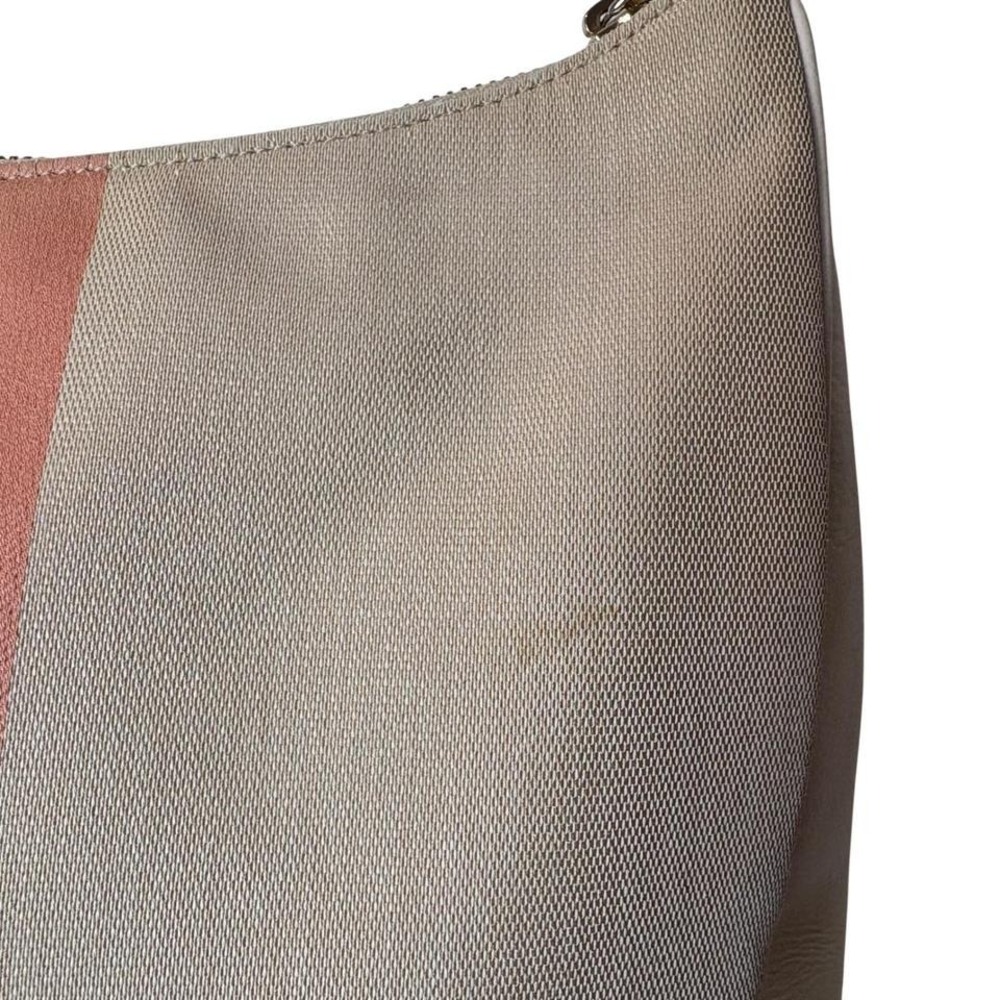 Coach Varsity Stripe Zip Top Hobo Shoulder Bag F73159 Pink & Khaki - Picture 7 of 8